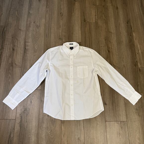 J.Crew Slim Untucked Flex Washed Casual Shirt SZ L White Long Sleeve Button Down - Picture 3 of 9